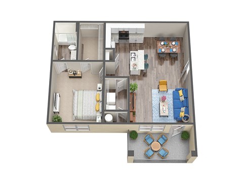 A1 1 Bed 1 Bath Floor Plan at Waterline Bonita Springs, Bonita Springs, Florida